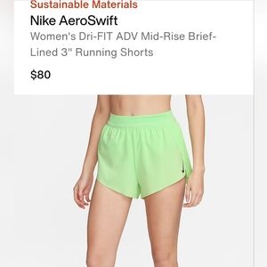 nike aeroswift shorts size small